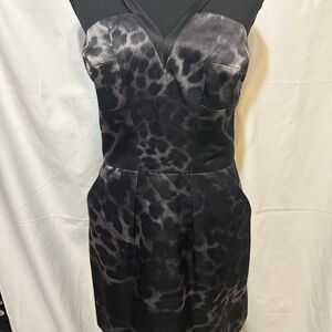 Chloe Dao Elegant‎ Black and Gray Leopard Mini Dress Size 8
